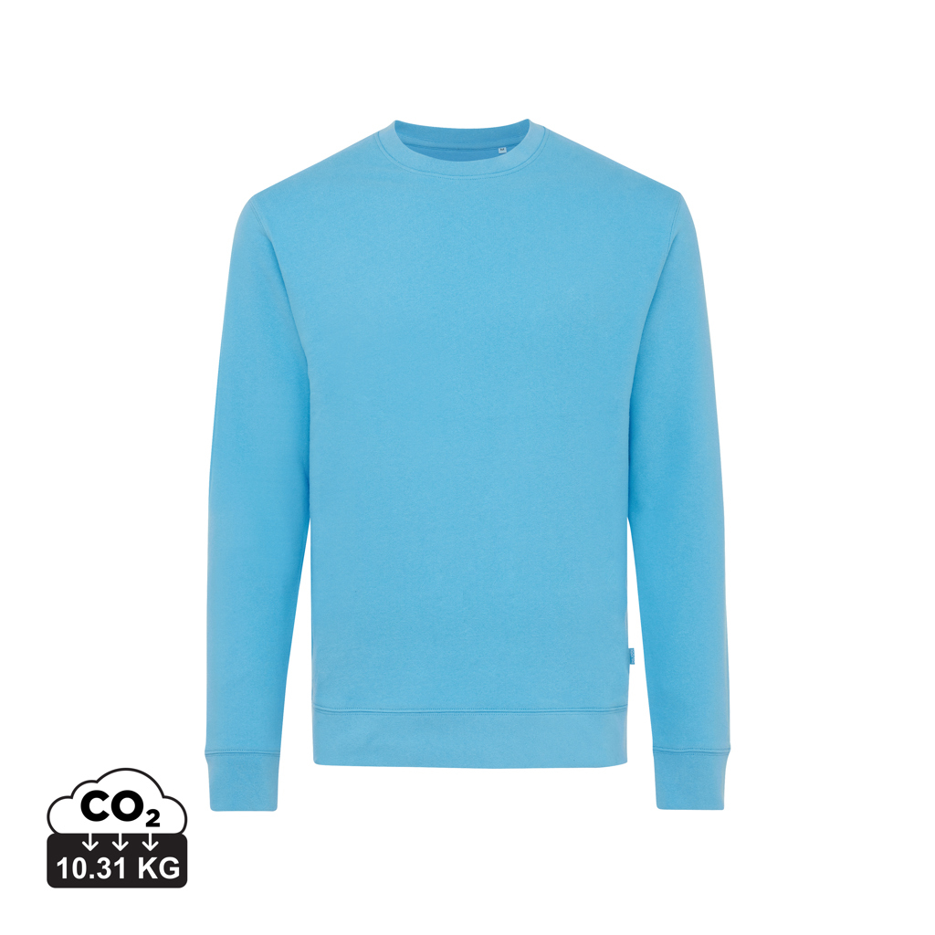 Pull promotionnel unisexe coton recyclé 340g Iqoniq Zion tranquil blue